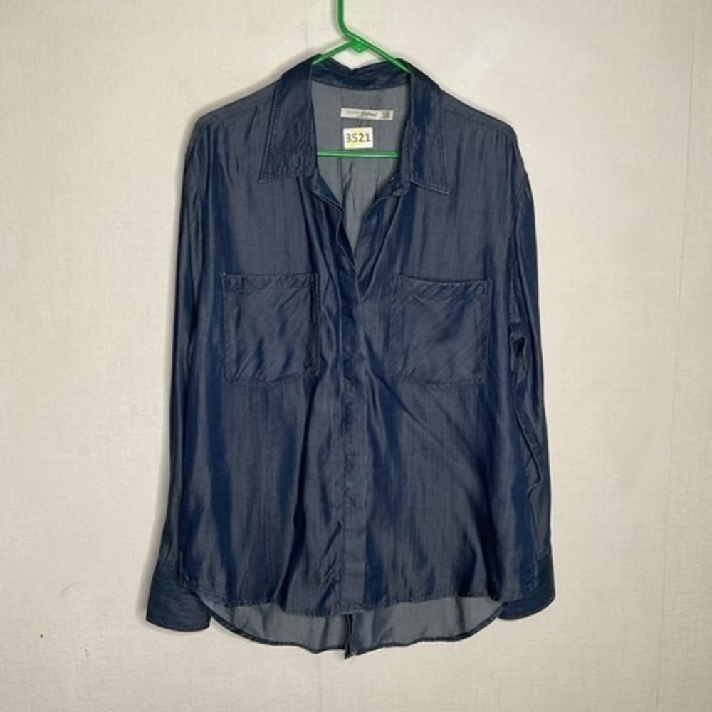 NWOT Jachs Girlfriend Blue Roll Up Sleeve Button Up Shirt Women 2XL Bangladesh
